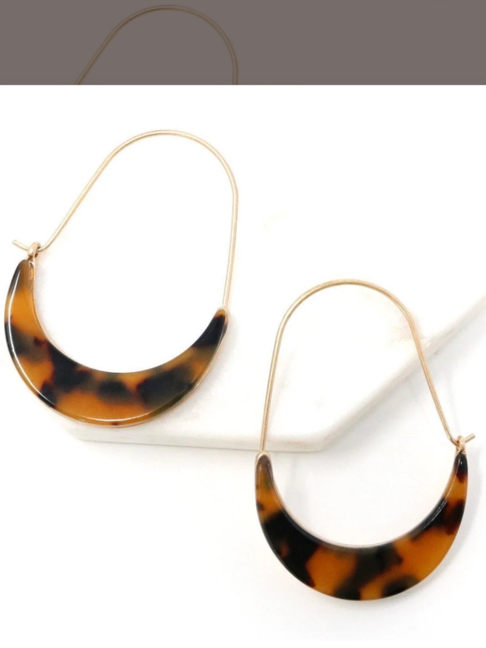 Zara Gold-Tone Tortoiseshell Crescent Hoop Earrings